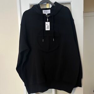 Telfar Unisex Black Oversized Embossed Logo Hoodie, NWT